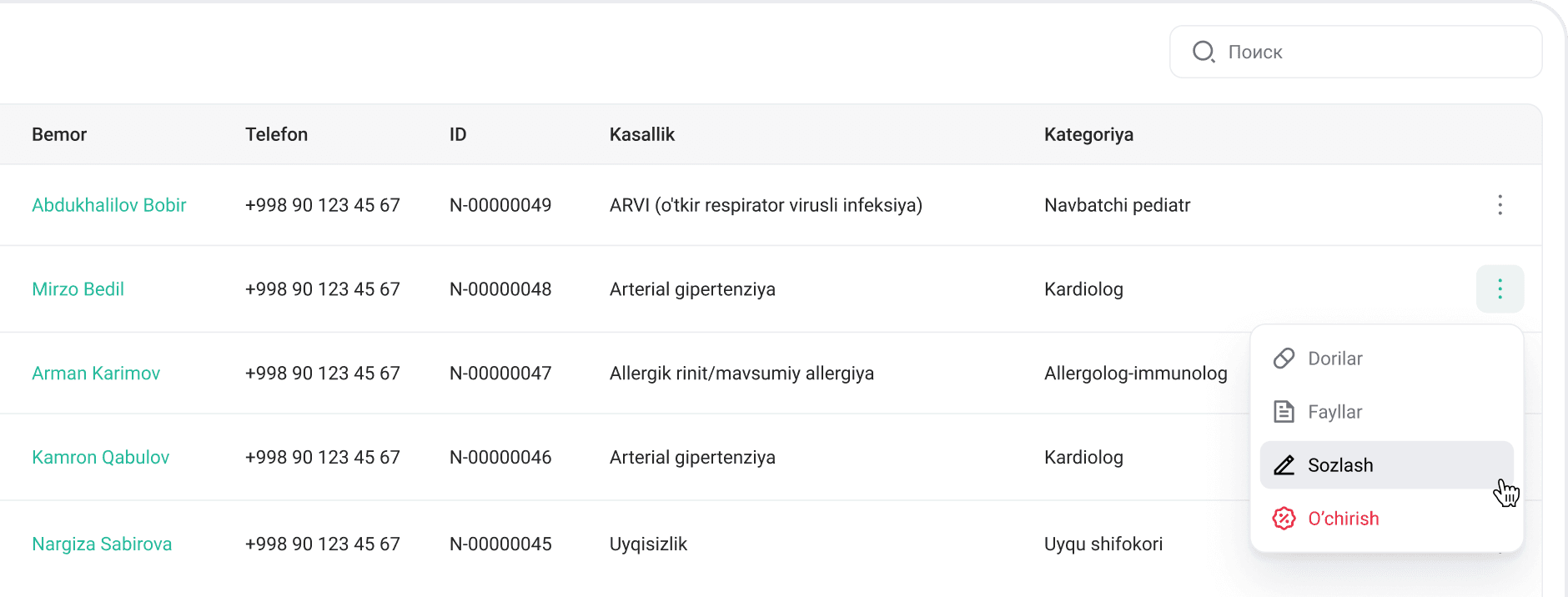Bemorlar bilan o'zaro ta'sir